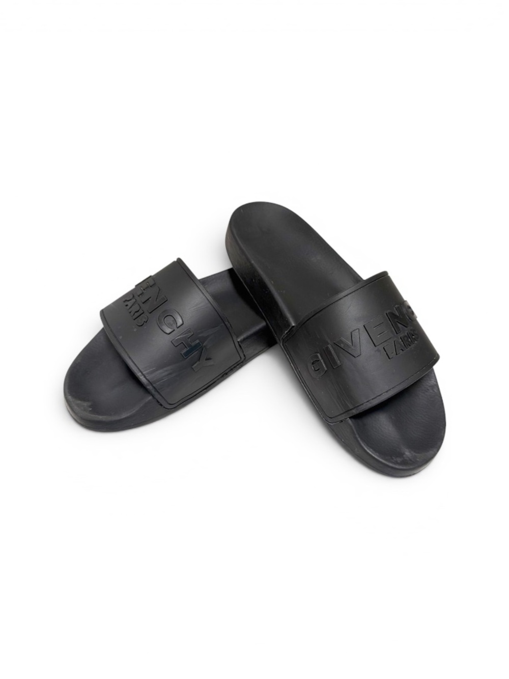 Givenchy Paris Black Rubber Slide Sandals EU 41 Made in Italy Box Dust Bags
